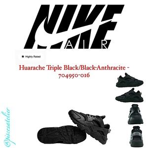 NIKE AIR Huarache Triple Black/Black-Anthracite - 704950-016, Toddler Size 8C